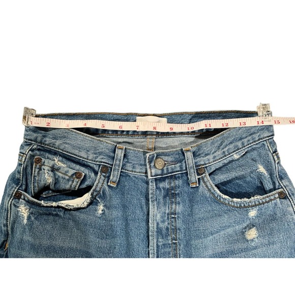 Boyish By Her Women Light Blue Mid Rise Billy Distressed Straight Jeans Size 27 - Picture 3 of 13